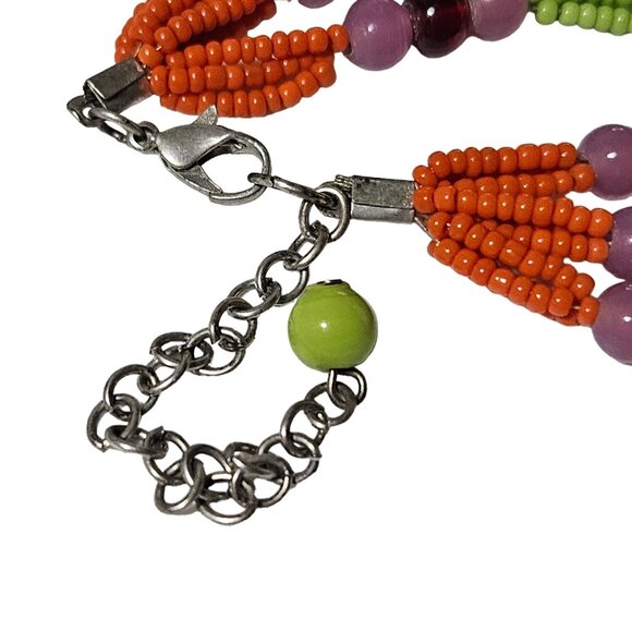 Handcrafted Boho Colorful Beaded Multi Strand Necklace Retro 70s Fashion Jewelry - Picture 5 of 7